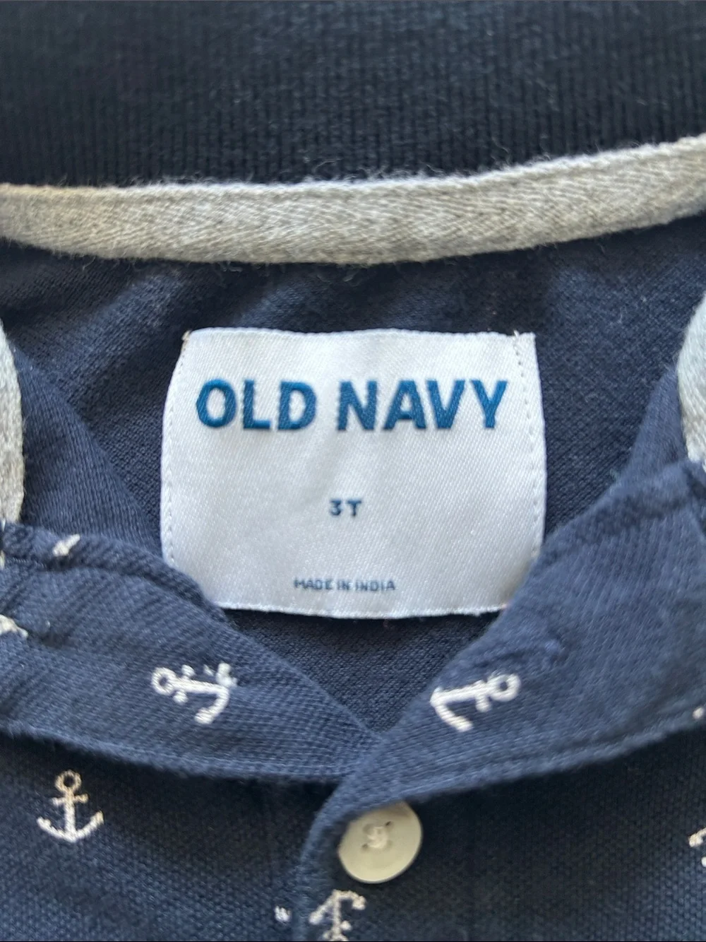 Old Navy Navy Polo with White Anchor Print